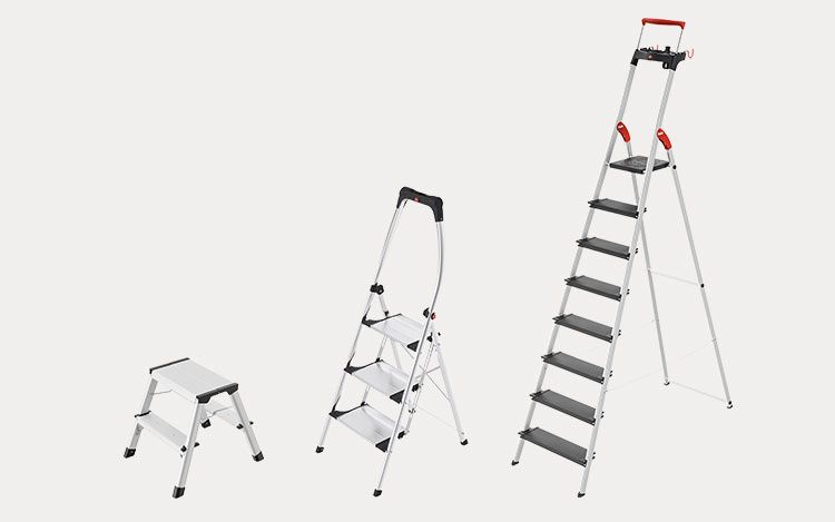 2 folding steps and a 8-step stepladder