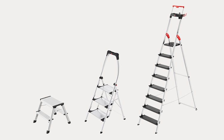 2 folding steps and a 8-step stepladder