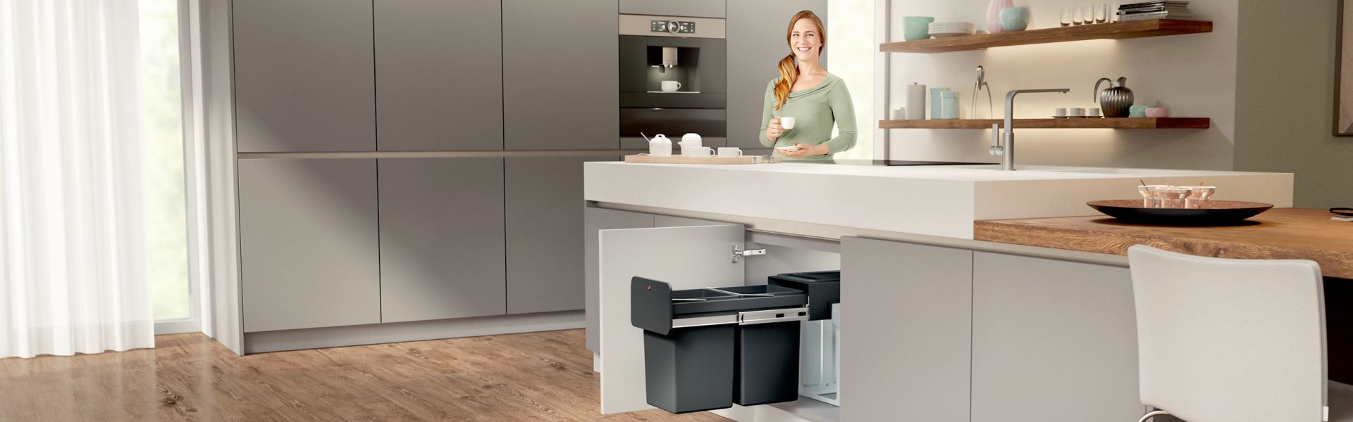 Hailo EcoLine Design L, mounted in a kitchen base unit