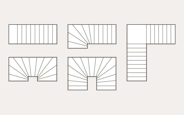 Illustration of different staircase shapes