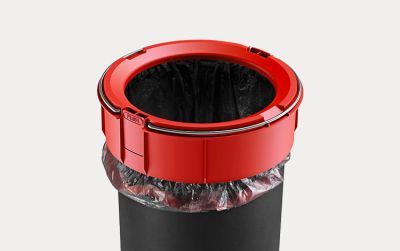 Patented bin liner clamping ring system of the Hailo Pure waste bin