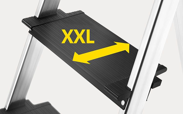 Extra wide xxl steps of a Hailo stepladder