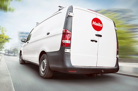A van with Hailo logo delivers goods